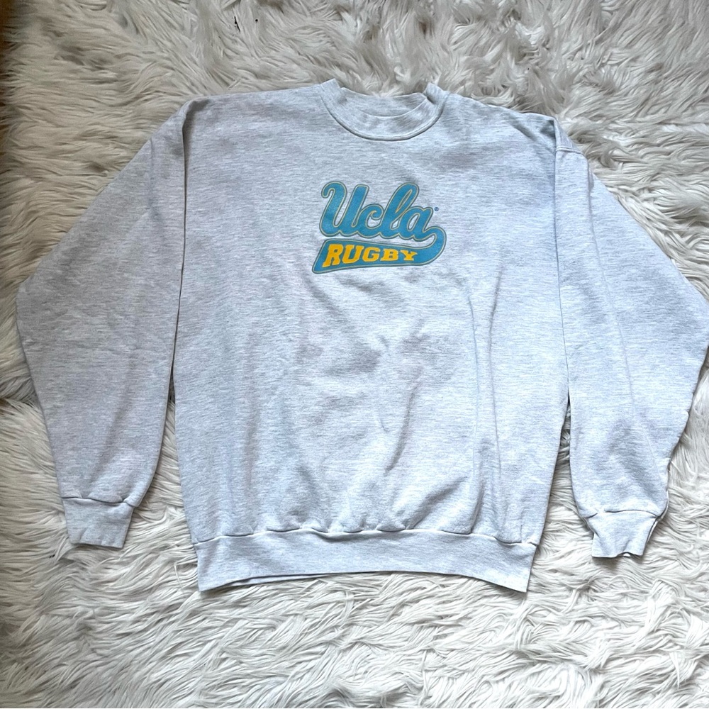UCLA BRUINS RUGBY Collegiate pullover crewneck sweatshirt light heather gray
